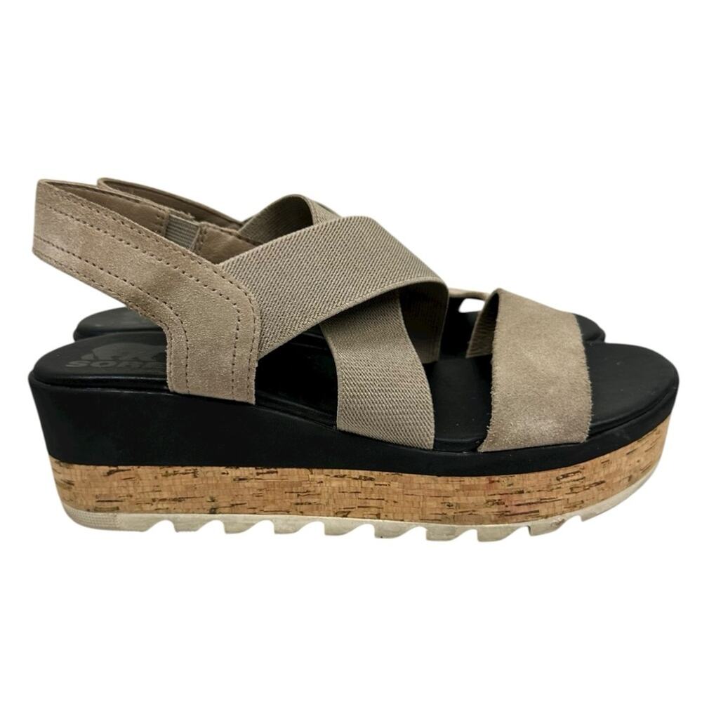 SOREL Cameron Platform Slingback Leather Sandals Size 6.5 - Picture 4 of 8
